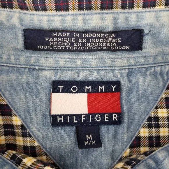 Tommy Hilfiger Men's Shirt Medium Blue Plaid Check Long Sleeve - Picture 8 of 10